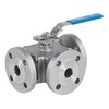 3-Way ball valve Type: 7291 Stainless steel/TFM 1600/FPM (FKM) Full bore L-bore Handle PN40 Flange DN15